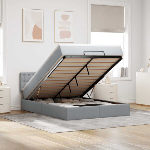 vidaXL Bed met matras 140x190 cm stof lichtgrijs