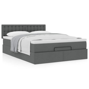 vidaXL Bed met matras 140x190 cm stof donkergrijs