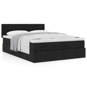 vidaXL Bed met matras 140x190 cm stof zwart
