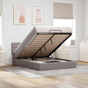 vidaXL Bed met matras 140x190 cm stof taupe