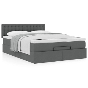 vidaXL Bed met matras 140x200 cm stof donkergrijs