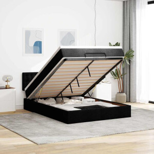 vidaXL Ottoman bed met matras 140x200cm stof donkerbruin