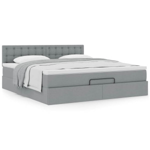 vidaXL Bed met matras 160x200 cm stof lichtgrijs