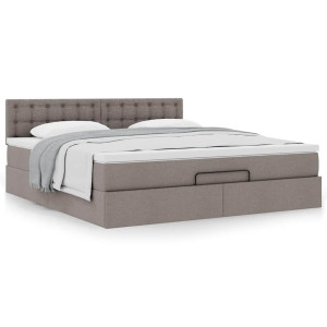 vidaXL Bedframe met matras 160x200cm stof taupe