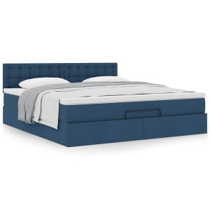 vidaXL Bedframe met matras 160x200cm stof blauw