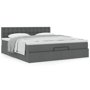 vidaXL Ottoman bed met matras 180x200cm stof donkergrijs