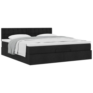 vidaXL Ottoman bed met matras 180x200cm stof zwart