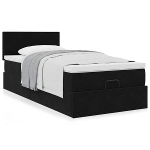 vidaXL Bedframe met matras 90x200cm fluweel zwart