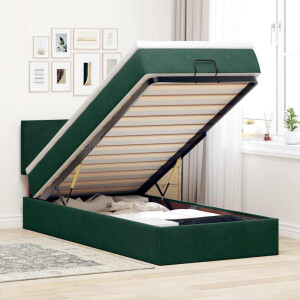 vidaXL Ottoman bed met matras 100x200 cm fluweel donkergroen