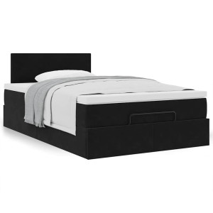 vidaXL Bed poef met matras 120x190 cm fluweel zwart