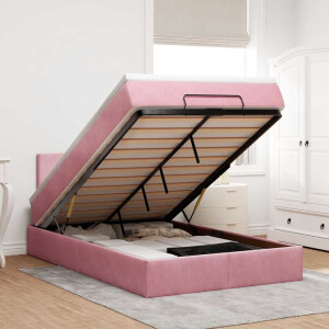 vidaXL Ottoman bed met matras 120x200cm fluweel roze