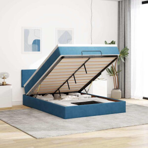 vidaXL Ottoman bed met matras 140x190cm fluweel donkerblauw