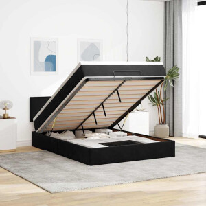 vidaXL Ottoman bed met matras 140x200cm fluweel zwart
