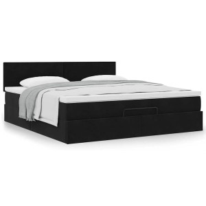 vidaXL Bedframe met matras 180x200cm fluweel zwart