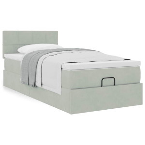vidaXL Bedframe met matras 80x200cm fluweel lichtgrijs