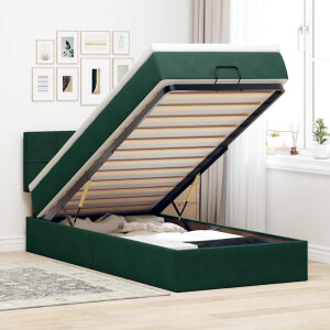 vidaXL Ottoman bed met matras 100x200 cm fluweel donkergroen