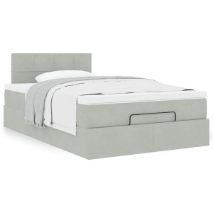 vidaXL Bed poef met matras 120x190 cm fluweel lichtgrijs
