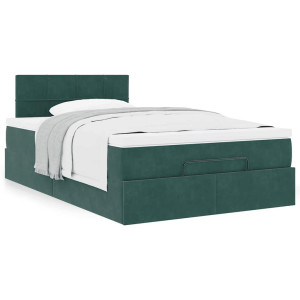 vidaXL Bedframe met matras 120x190 cm fluweel donkergroen