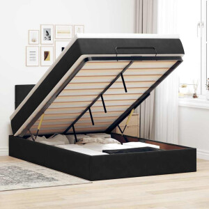 vidaXL Ottoman bed met matras 120x200cm fluweel zwart