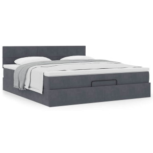 vidaXL Bedframe met matras 180x200cm fluweel donkergrijs