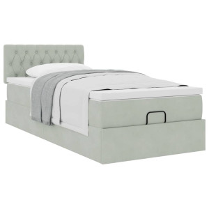 vidaXL Ottoman bed met matras 80x200cm fluweel lichtgrijs
