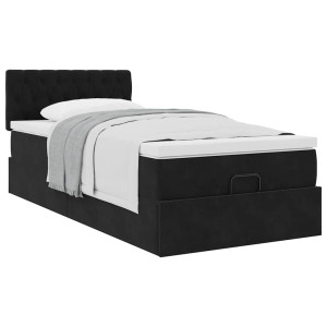 vidaXL Ottoman bed met matras 90x190cm fluweel zwart