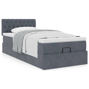 vidaXL Ottoman bed met matras 100x200 cm fluweel donkergrijs