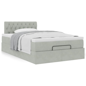 vidaXL Bed poef met matras 120x190 cm fluweel lichtgrijs
