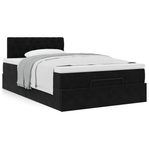vidaXL Bed poef met matras 120x190 cm fluweel zwart