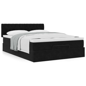 vidaXL Ottoman bed met matras 140x190cm fluweel zwart