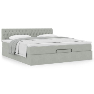 vidaXL Ottoman bed met matras 160x200cm fluweel lichtgrijs