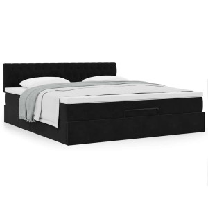 vidaXL Ottoman bed met matras 160x200cm fluweel zwart
