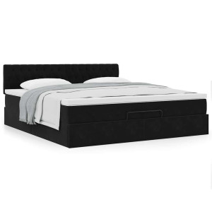 vidaXL Ottoman bed met matras 180x200cm fluweel zwart