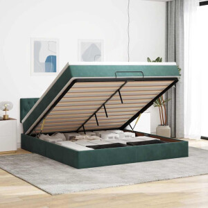 vidaXL Ottoman bed met matras 180x200 cm fluweel donkergroen
