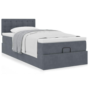 vidaXL Ottoman bed met matras 90x190cm fluweel donkergrijs