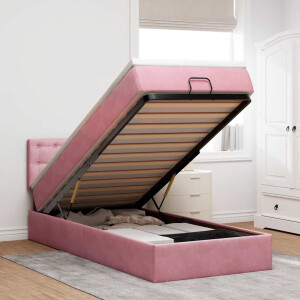 vidaXL Ottoman bed met matras 90x190cm fluweel roze