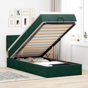 vidaXL Ottoman bed met matras 100x200 cm fluweel donkergroen