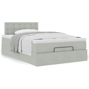 vidaXL Bed poef met matras 120x190 cm fluweel lichtgrijs