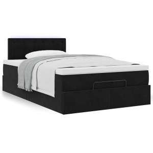 vidaXL Bed poef met matras 120x190 cm fluweel zwart