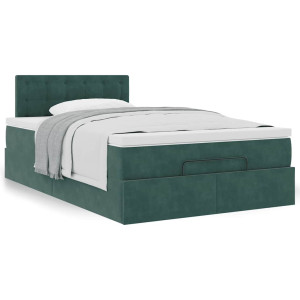 vidaXL Ottoman bed met matras 120x200cm fluweel donkergroen