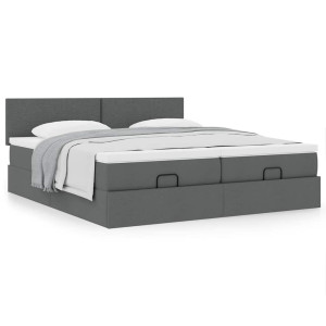vidaXL Ottoman bed met matrassen 160x200cm stof donkergrijs
