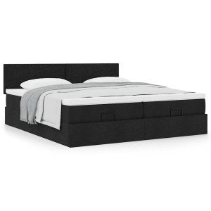 vidaXL Bedframe met matrassen 160x200cm stof zwart