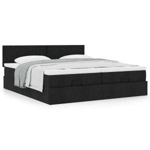 vidaXL Bedframe met matrassen 180x200cm stof zwart