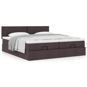 vidaXL Bedframe met matrassen 180x200cm stof donkerbruin