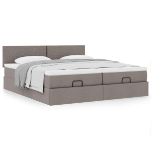 vidaXL Bedframe met matrassen 180x200cm stof taupe