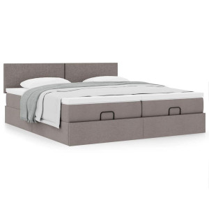 vidaXL Bedframe met matrassen 200x200cm stof taupe