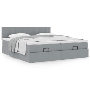 vidaXL Ottoman bed met matrassen 160x200cm stof lichtgrijs