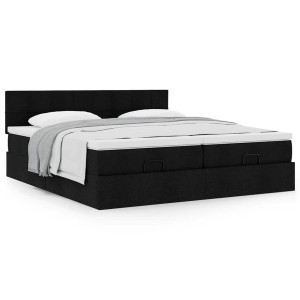 vidaXL Bedframe met matrassen 160x200cm stof zwart
