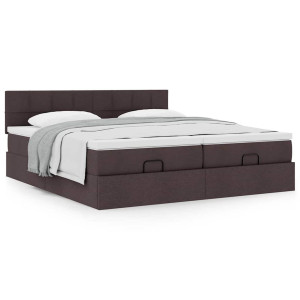 vidaXL Bedframe met matrassen 180x200cm stof donkerbruin