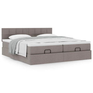 vidaXL Bedframe met matrassen 180x200cm stof taupe